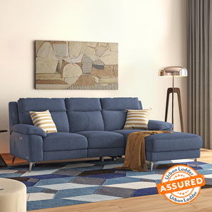 New Arrivals Living Room Furniture Design Emila Fabric Three Seater Motorized Recliner in Blue Colour