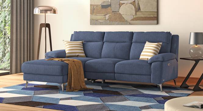 Emila Sectional Recliner (Blue, Left Aligned, Three Seater) by Urban Ladder - - 