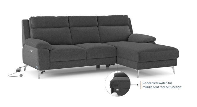 Emila Sectional Recliner (Grey, Right Aligned, Three Seater) by Urban Ladder - - 