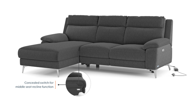 Emila Sectional Recliner (Grey, Left Aligned, Three Seater) by Urban Ladder - - 