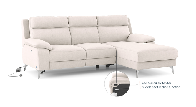 Emila Sectional Recliner (Cream, Right Aligned, Three Seater) by Urban Ladder - - 