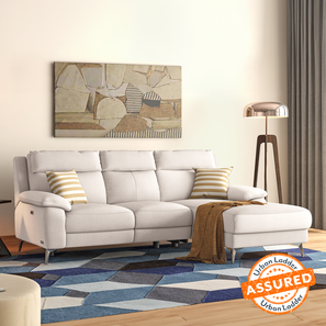 Srs New Arrivals Design Emila Three Seater Motorized Fabric Recliner in Cream