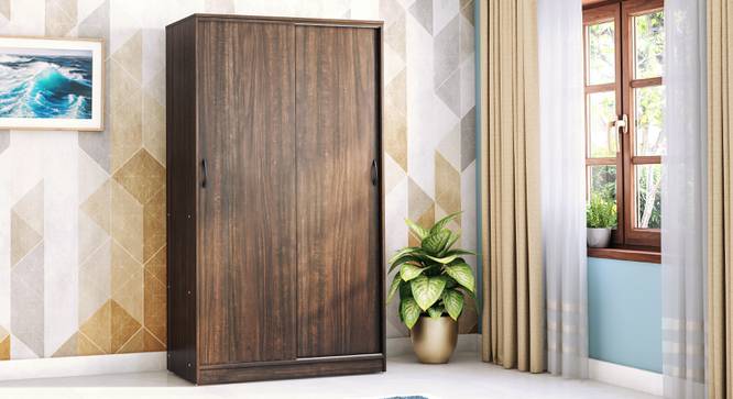 Jaden Engineered Wood 2 Door Sliding Wardrobe Without Mirror In Classic Walnut Finish (Californian Walnut Finish) by Urban Ladder - - 