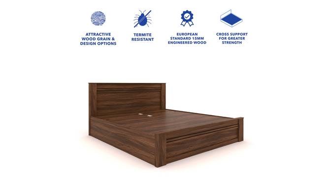 Taro Engineered Wood King Size Box Storage Bed In Walnut Finish (Walnut Finish, King Bed Size, Hydraulic Storage Type) by Urban Ladder - Cross View Design 1 - 885693