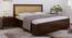 Yuko Engineered Wood Upholstered King Size Bed in Columbia Walnut Finish with Hydraulic Storage (Walnut Finish, King Bed Size, Hydraulic Storage Type) by Urban Ladder - Cross View Design 1 - 885694