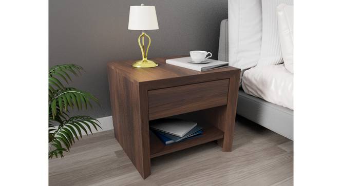 Yuko Engineered Wood Bedside Table with One Drawer in Columbia Walnut Finish (Walnut Finish) by Urban Ladder - Cross View Design 1 - 885695