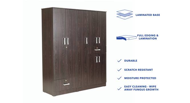 Ren Engineered Wood 5 Door Wardrobe with External Drawers in Wenge Finish (Wenge Finish) by Urban Ladder - Cross View Design 1 - 885697