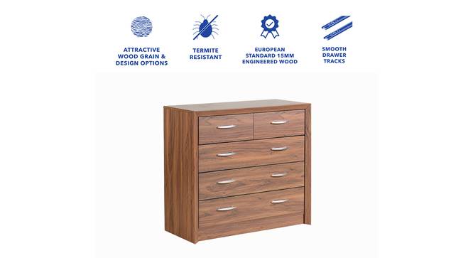 Yuko Wide Engineered Wood Chest of 5 Drawers in Columbia Walnut Finish (Walnut Finish) by Urban Ladder - Cross View Design 1 - 885698