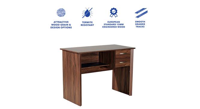 Yuko Engineered Wood Study Table with Two Drawers in Columbia Walnut Finish (Walnut Finish) by Urban Ladder - Cross View Design 1 - 885701