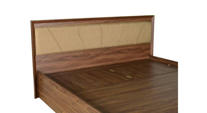 Yuko Engineered Wood Upholstered King Size Bed in Columbia Walnut Finish with Hydraulic Storage (Walnut Finish, King Bed Size, Hydraulic Storage Type) by Urban Ladder - Front View Design 1 - 885705