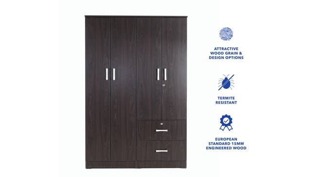 Ren Engineered Wood 4 Door Wardrobe with External Drawers in Wenge Finish (Wenge Finish) by Urban Ladder - Front View Design 1 - 885707