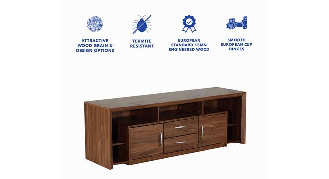 Yuko Engineered Wood TV Unit with Two Drawers in Columbia Walnut Finish (Walnut Finish) by Urban Ladder - Front View Design 1 - 885711