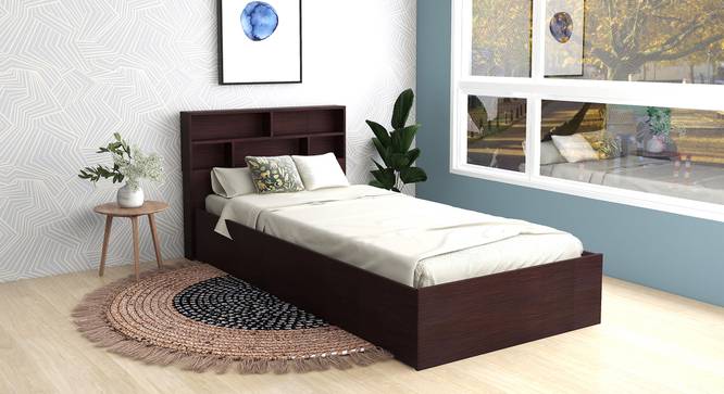Takeo Engineered Wood Single Bed in Walnut Finish (Walnut Finish, Single Bed Size, Box Storage Type) by Urban Ladder - Cross View Design 1 - 885730