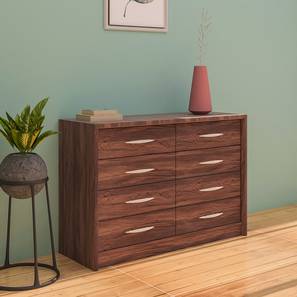 8 Drawers Design Yuko Engineered Wood Chest of 8 Drawers in Walnut Finish