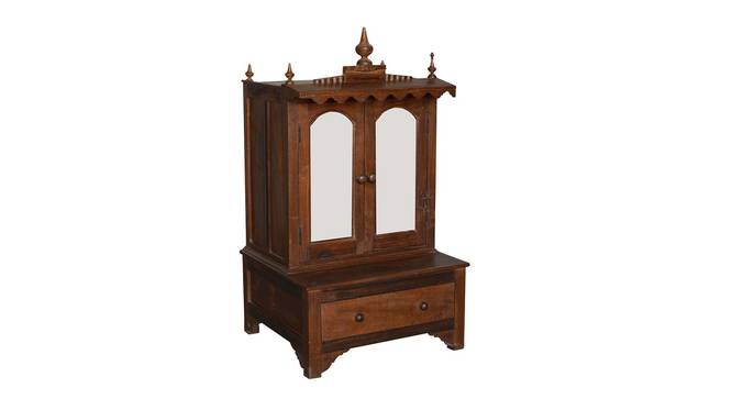 zabu solid wood prayer cabinet in brown finish (Brown Finish) by Urban Ladder - Front View Design 1 - 886791