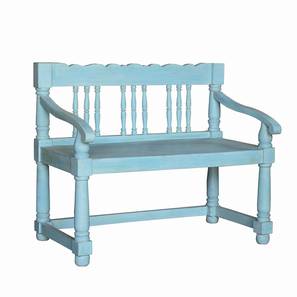 saffron arts & crafts Norland Solid Wood Bench in Blue Finish-picture-18