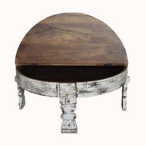 saffron arts & crafts Round Solid Wood Coffee Table in White Finish-picture-15