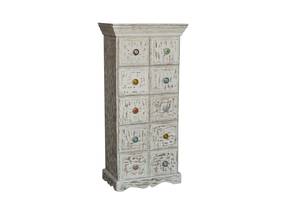 Crockery Unit Design Paulo Solid Wood Chest of 10 Drawers in White Finish