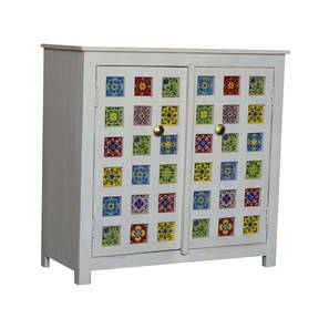 Showcase In Mumbai Design danta solid wood cabinet in White distress finish (White Finish)
