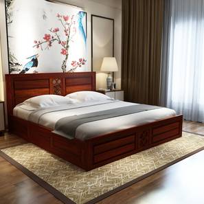 All Beds In Patna Design Octavia Solid Wood King Size Box Storage Bed in Honey Oak Finish