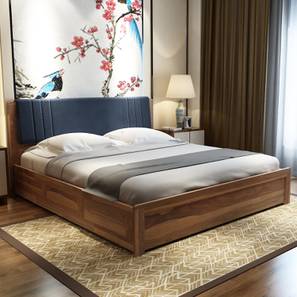 Beds With Storage In North Goa Design Nahiri Solid Wood King Size Box Storage Bed in Teak Finish