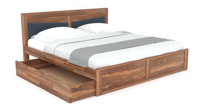 Nikos Sheesham Wood Queen Size Bed With Drawer Storage in Teak Finish (Teak Finish, King Bed Size, Drawer Storage Type) by Urban Ladder - Front View Design 1 - 887292