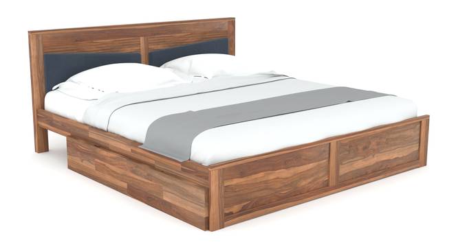 Nikos Sheesham Wood Queen Size Bed With Drawer Storage in Teak Finish (Teak Finish, King Bed Size, Drawer Storage Type) by Urban Ladder - Cross View Design 1 - 887321