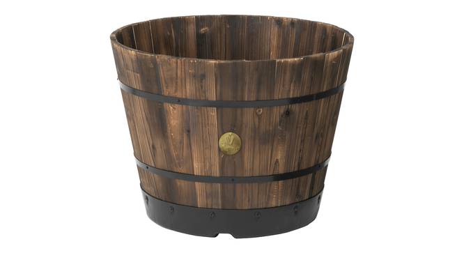 VegTrug Wooden Barrel Planters 55cm Burnt Oak (Brown) by Urban Ladder - Cross View Design 1 - 887445