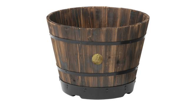 VegTrug Wooden Barrel Planters 46cm Burnt Oak (Brown) by Urban Ladder - Cross View Design 1 - 887491