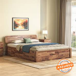 Srs New Arrivals Design Lucy Solid Wood King Size Box Storage Bed in Teak Finish
