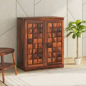 Solid Wood Bar Cabinet in Honey Finish