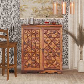 Solid Wood Bar Cabinet in Honey Finish