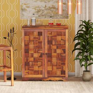 New Arrivals Storage Design Solid Wood Bar Cabinet in Honey Finish