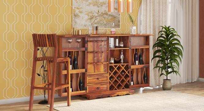 Scandi Bar Cabinet (HONEY Finish) by Urban Ladder - Front View Design 1 - 887670