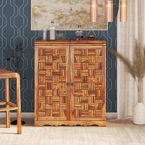 Solid Wood Bar Cabinet in Teak Finish