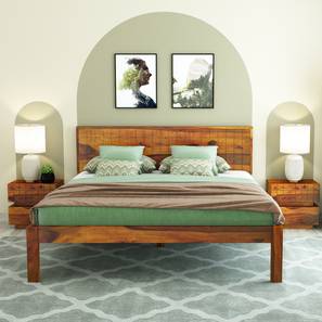 Esra Solid Wood Queen Size Bed in Honey Oak Finish-image-35