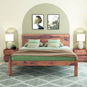 woodenmood Esra Solid Wood Queen Size Bed in Teak Finish-picture-11