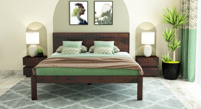 Esra non storage bed (Walnut Finish, King Bed Size) by Urban Ladder - Front View Design 1 - 887703