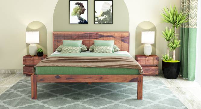 Esra non storage bed (Teak Finish, Queen Bed Size) by Urban Ladder - Front View Design 1 - 887705