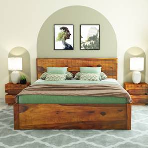 woodenmood Xiomara Solid Wood Queen Size Box Storage Bed in Honey Oak Finish-picture-14
