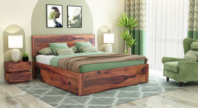 Xiomara Storage bed (Teak Finish, King Bed Size, With Drawer Configuration, Box Storage Type) by Urban Ladder - Front View Design 1 - 887730