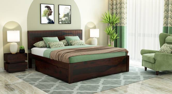 Xiomara Storage bed (Walnut Finish, King Bed Size, With Drawer Configuration, Box Storage Type) by Urban Ladder - Front View Design 1 - 887733