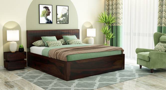 Xiomara Storage bed (Walnut Finish, King Bed Size, Box Storage Type, With Box Storage Configuration) by Urban Ladder - Front View Design 1 - 887760