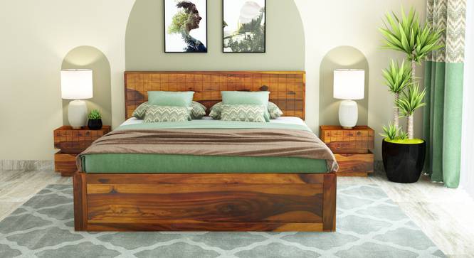 Xiomara Storage bed (Queen Bed Size, Box Storage Type, Honey Oak Finish, With Box Storage Configuration) by Urban Ladder - Front View Design 1 - 887761