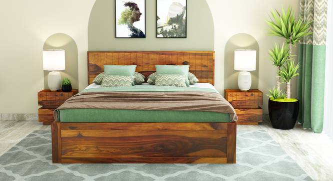 Xiomara Storage bed (King Bed Size, Box Storage Type, Honey Oak Finish, With Box Storage Configuration) by Urban Ladder - Front View Design 1 - 887791