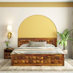woodenmood Diamond Solid Wood Queen Size Box Storage Bed in Honey Oak Finish-picture-26