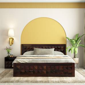 woodenmood Diamond Solid Wood Queen Size Box Storage Bed in Walnut Finish-picture-36