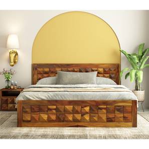woodenmood Diamond Solid Wood King Size Bed in Honey Oak Finish-picture-35