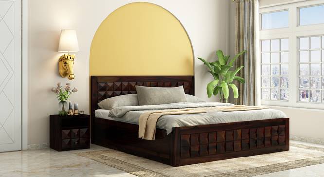 Diamond Storage bed (Walnut Finish, King Bed Size, Box Storage Type, With Box Storage Configuration) by Urban Ladder - Front View Design 1 - 887826