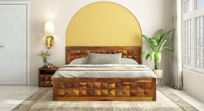 Diamond Storage bed (Queen Bed Size, Box Storage Type, Honey Oak Finish, With Box Storage Configuration) by Urban Ladder - Front View Design 1 - 887827